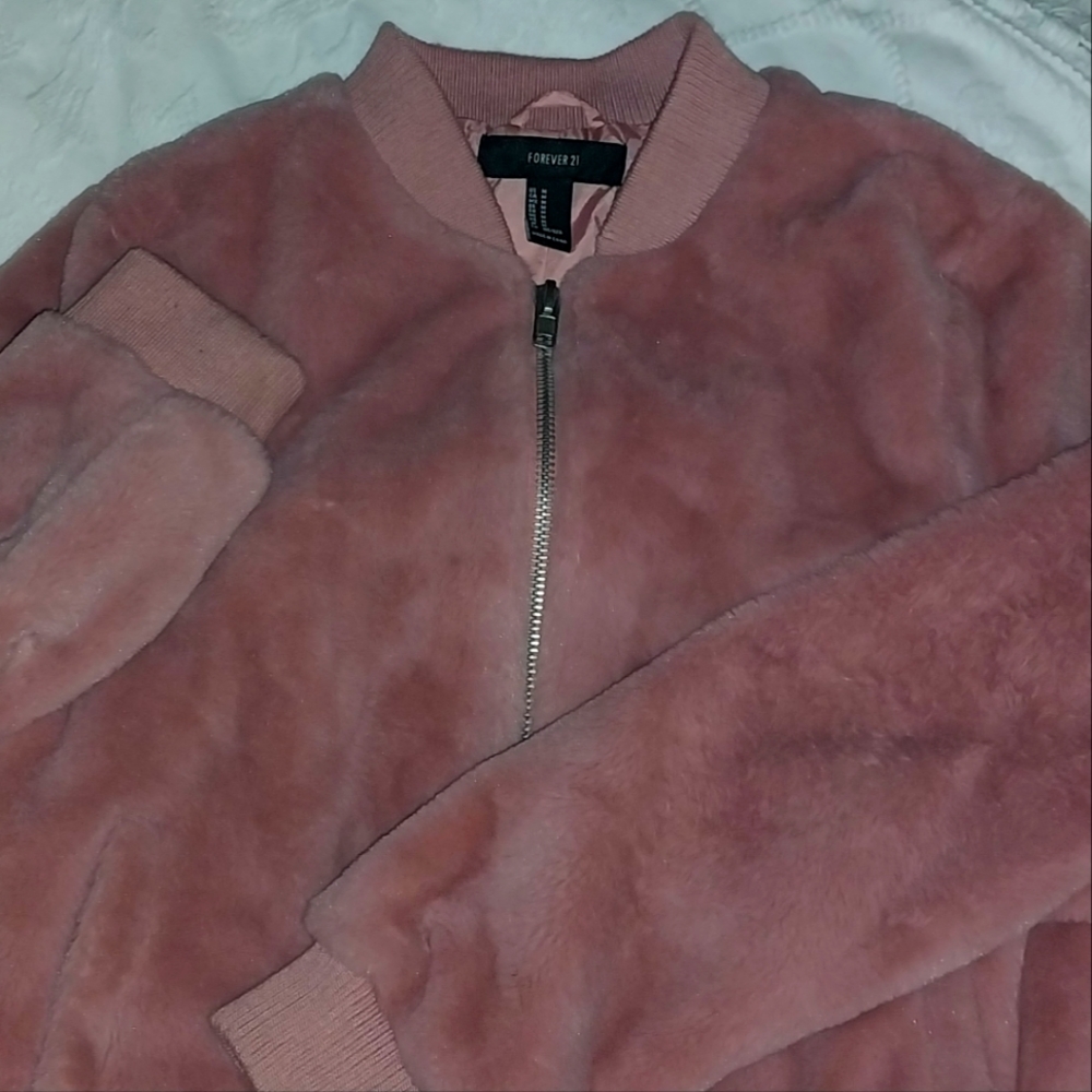 Pink faux fur jacket